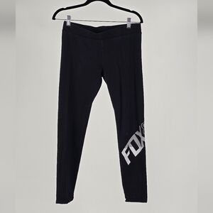 Fox Black Leggings with White Logo